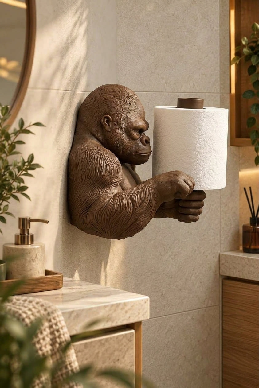 Goril Tuvalet Kağıdı Tutucu – Duvar Tipi 3D Baskı WC Kağıtlık 22 cm