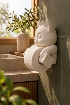 Kedi Tuvalet Kağıdı Tutucu – Duvar Tipi PLA WC Kağıtlık 22 cm