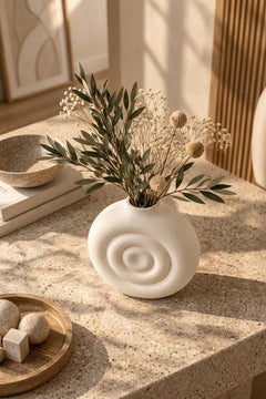 Orbit Spiral Oval Dekoratif Vazo – 3D Baskı PLA, Modern Masa Üstü Vazo 14 cm