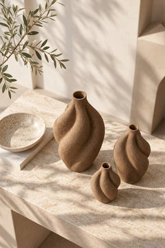 3'lü Organik Form Dekoratif Vazo Seti – PLA Bioplastik, 3 Boy Minimal Vazo