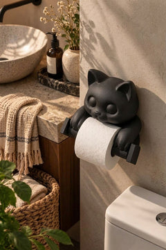 Kedi Tuvalet Kağıdı Tutucu – Duvar Tipi PLA WC Kağıtlık 22 cm