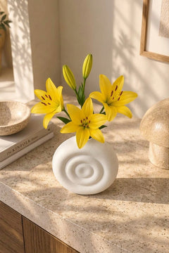 Orbit Spiral Oval Dekoratif Vazo – 3D Baskı PLA, Modern Masa Üstü Vazo 14 cm