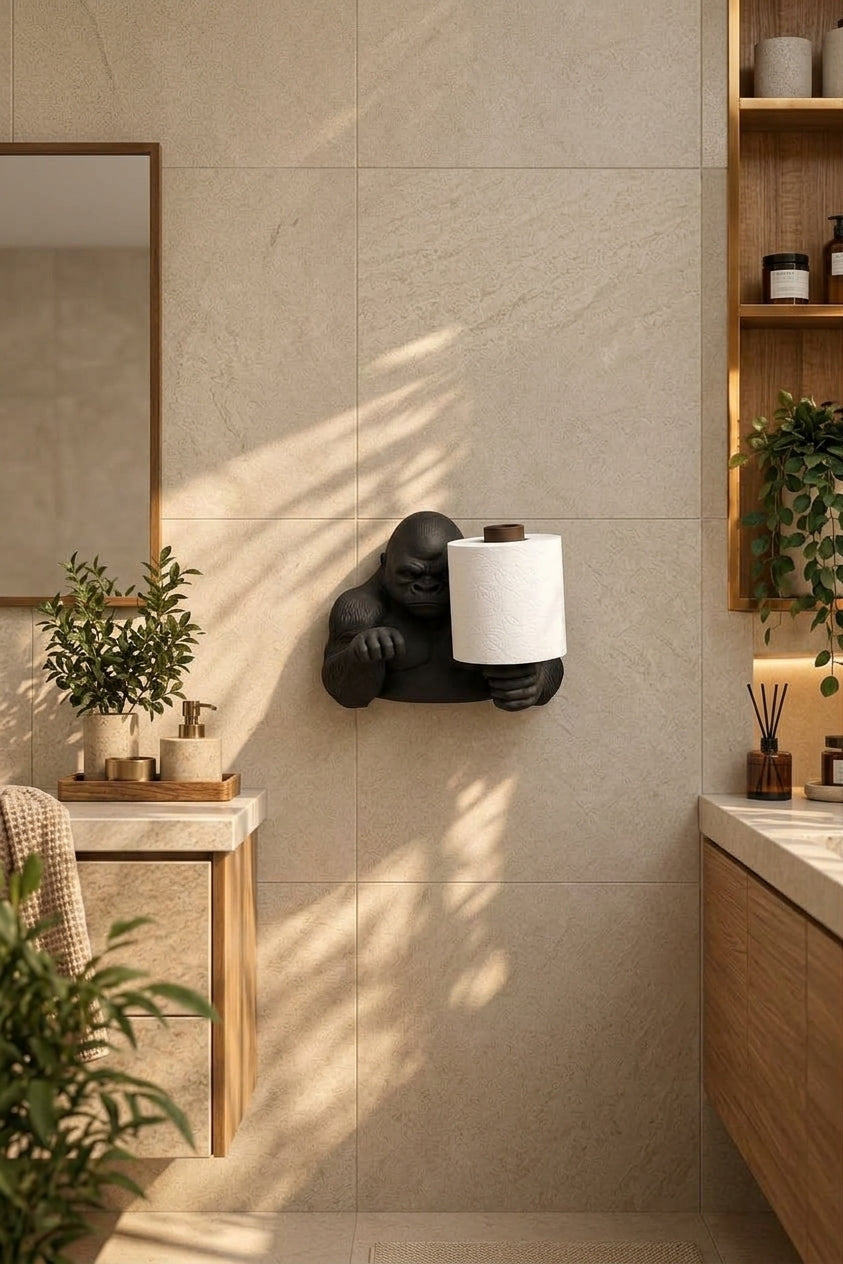 Goril Tuvalet Kağıdı Tutucu – Duvar Tipi 3D Baskı WC Kağıtlık 22 cm