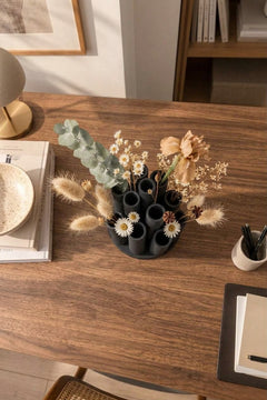 Bambu Form Dekoratif Vazo – 3D Baskı Çoklu Tüp Çiçeklik, Bohem Masa Üstü Vazo 18 cm