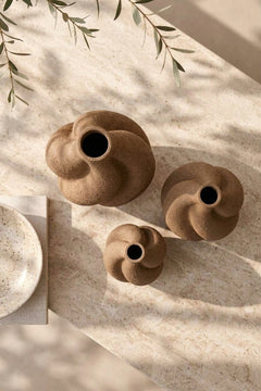3'lü Organik Form Dekoratif Vazo Seti – PLA Bioplastik, 3 Boy Minimal Vazo
