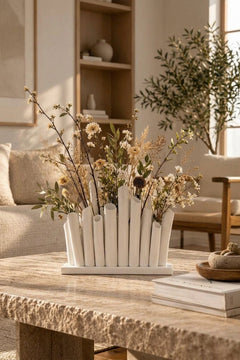 Bambu Form Dekoratif Vazo – 3D Baskı Çoklu Çiçeklik, Modern Masa Üstü Vazo 19 cm