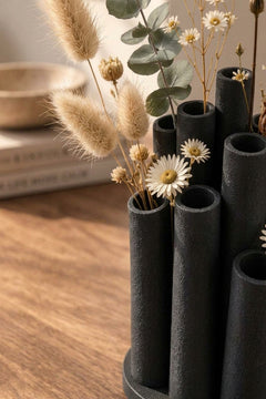 Bambu Form Dekoratif Vazo – 3D Baskı Çoklu Tüp Çiçeklik, Bohem Masa Üstü Vazo 18 cm