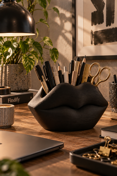 Dudak Form Masaüstü Organizer – 3D Baskı PLA Kalemlik, Makyaj Fırçalık ve Gözlük Standı
