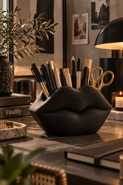 Dudak Form Masaüstü Organizer – 3D Baskı PLA Kalemlik, Makyaj Fırçalık ve Gözlük Standı