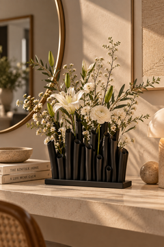 Bambu Form Dekoratif Vazo – 3D Baskı Çoklu Çiçeklik, Modern Masa Üstü Vazo 19 cm