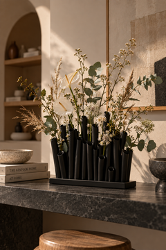 Bambu Form Dekoratif Vazo – 3D Baskı Çoklu Çiçeklik, Modern Masa Üstü Vazo 19 cm
