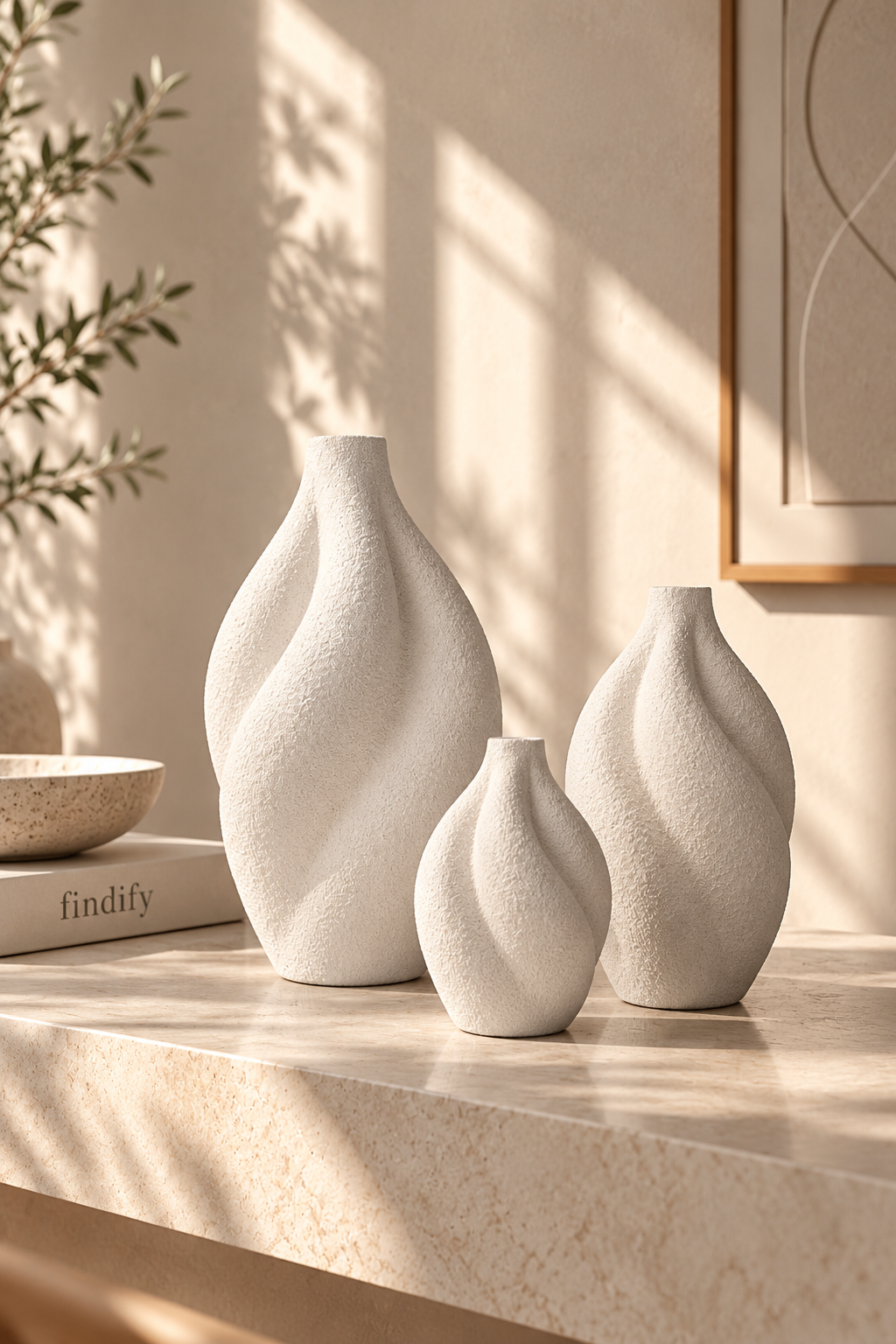 3'lü Organik Form Dekoratif Vazo Seti – PLA Bioplastik, 3 Boy Minimal Vazo