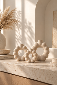 3'lü Çiçek Form Dekoratif Vazo Seti – 3D Baskı PLA Bioplastik, Japandi Wabi Sabi Dekor