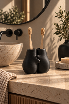 Hug Duo Sarılan Çift Diş Fırçalık – 3D Baskı PLA Banyo Organizeri 13×13 cm