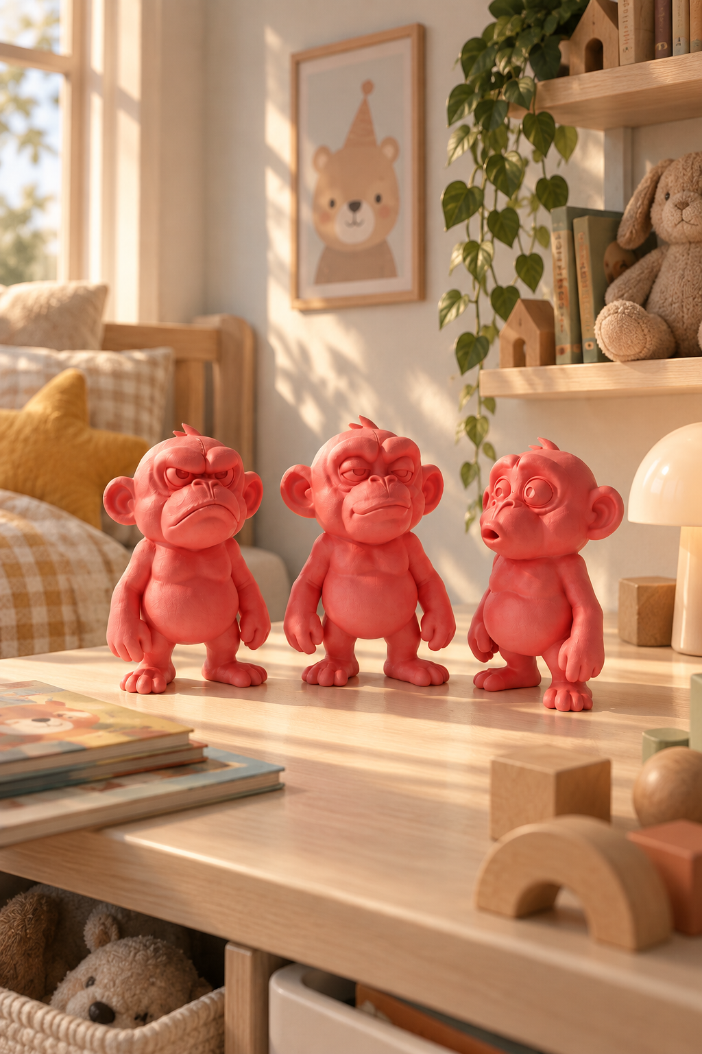 Huysuz Maymun Dekoratif Biblo – 3D Baskı PLA Figür 15 cm