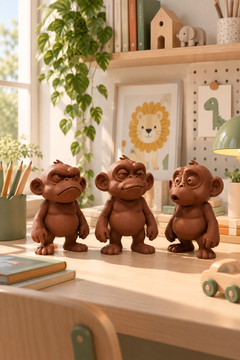 Huysuz Maymun Dekoratif Biblo – 3D Baskı PLA Figür 15 cm