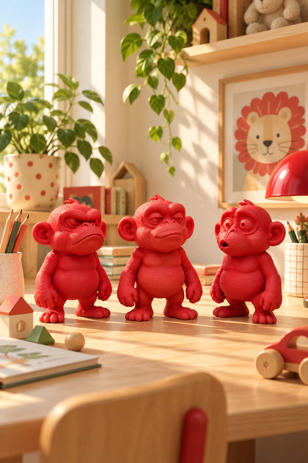 Huysuz Maymun Dekoratif Biblo – 3D Baskı PLA Figür 15 cm
