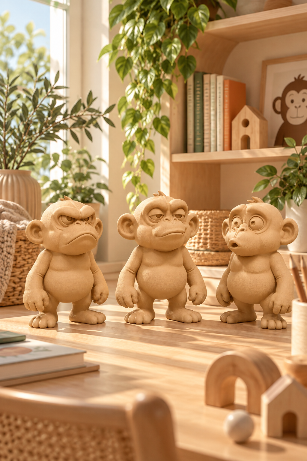 Huysuz Maymun Dekoratif Biblo – 3D Baskı PLA Figür 15 cm