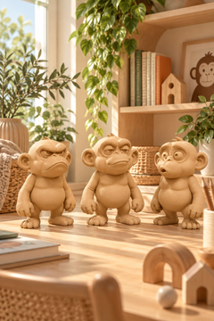 Huysuz Maymun Dekoratif Biblo – 3D Baskı PLA Figür 15 cm