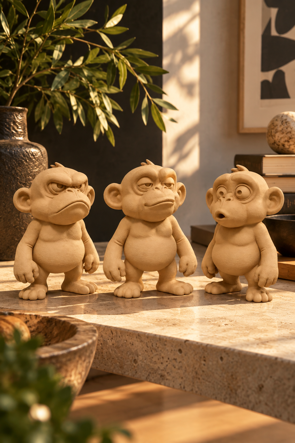 Huysuz Maymun Dekoratif Biblo – 3D Baskı PLA Figür 15 cm