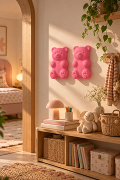 3D Ayıcık Duvar Dekoru – Delmesiz Yapışkanlı 2'li / 4'lü Set Çocuk Odası Duvar Süsü 17 cm