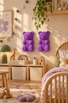3D Ayıcık Duvar Dekoru – Delmesiz Yapışkanlı 2'li / 4'lü Set Çocuk Odası Duvar Süsü 17 cm