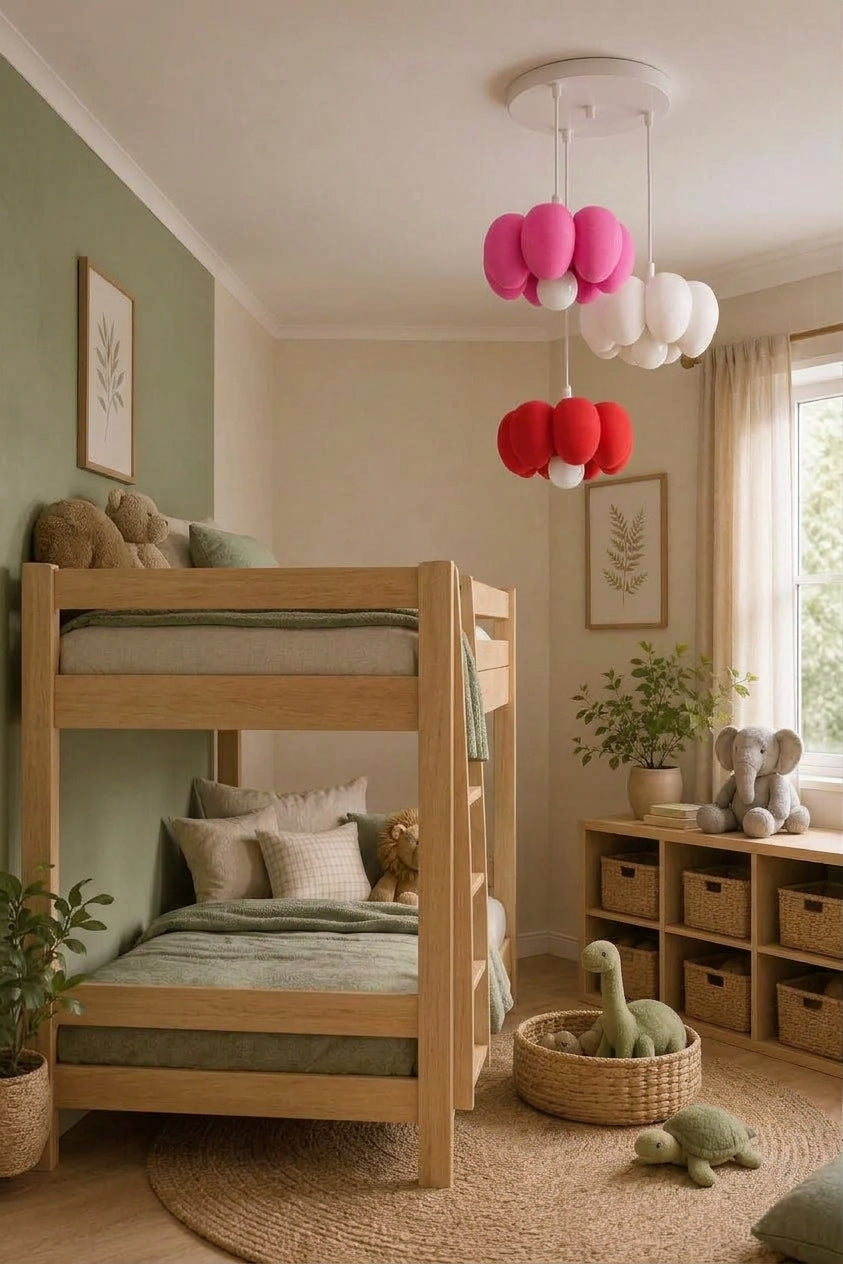 Bloom Trio 3'lü karışık renk sarkıt avize çocuk odası görünümü