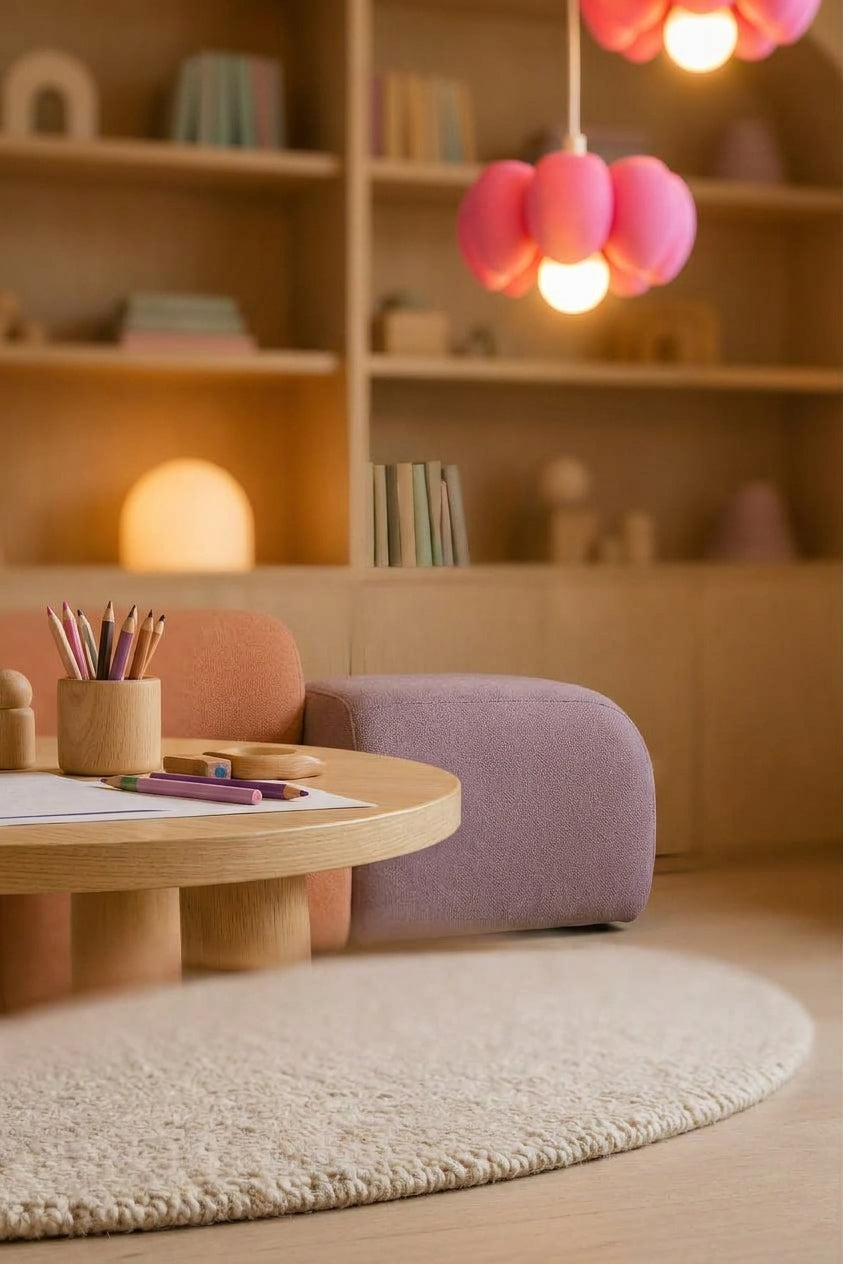 Bloom Trio pembe sarkıt avize çocuk oyun alanında