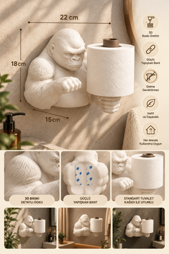 Kahverengi goril tuvalet kağıdı tutucu modern banyo dekorunda