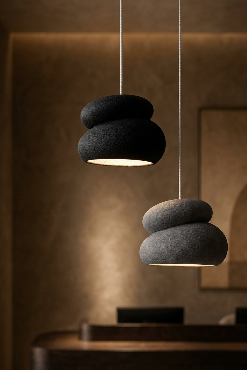 Neru Duo 2'li Beton Görünümlü Sarkıt Avize – 3D Baskı PLA, Ayarlanabilir Kablo