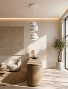 Neru Trio 3'lü beyaz sarkıt avize modern salon yan görünüm