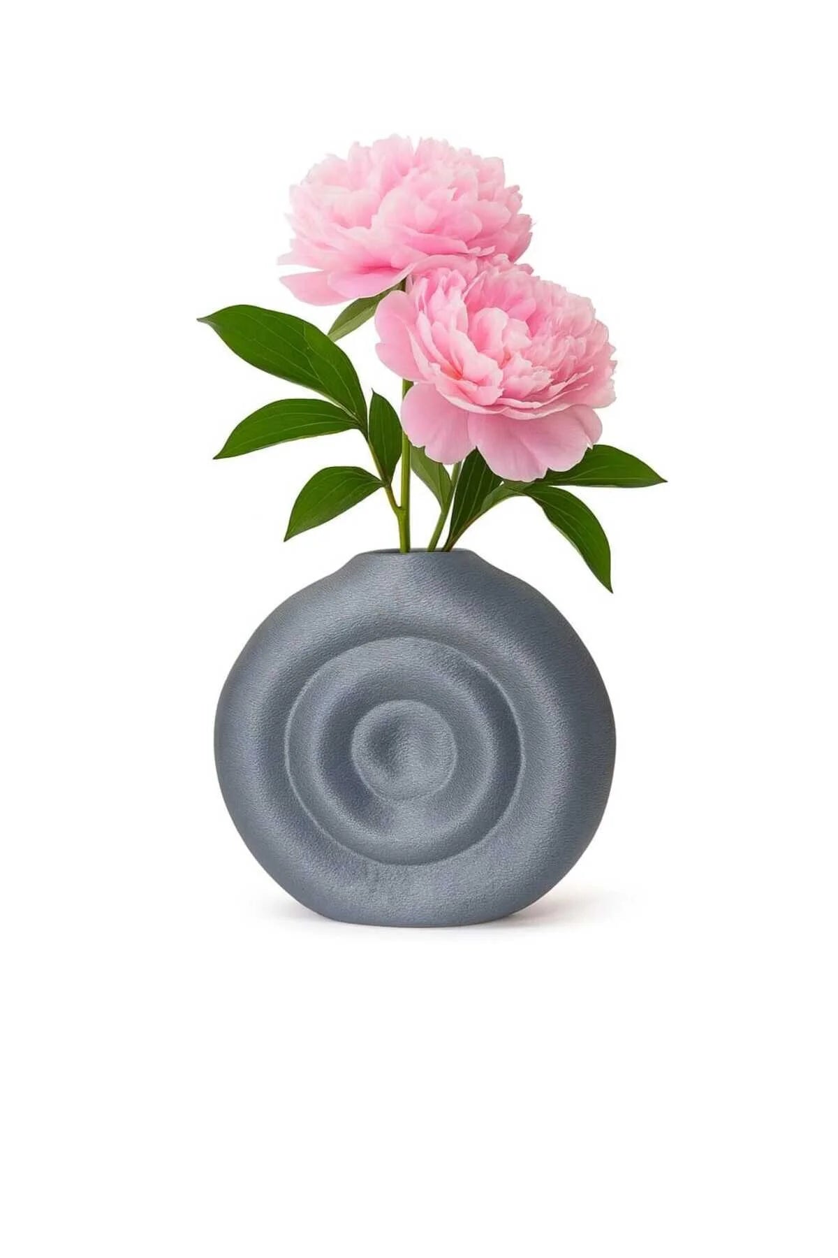 Gri Orbit spiral oval dekoratif vazo 14 cm önden görünüm